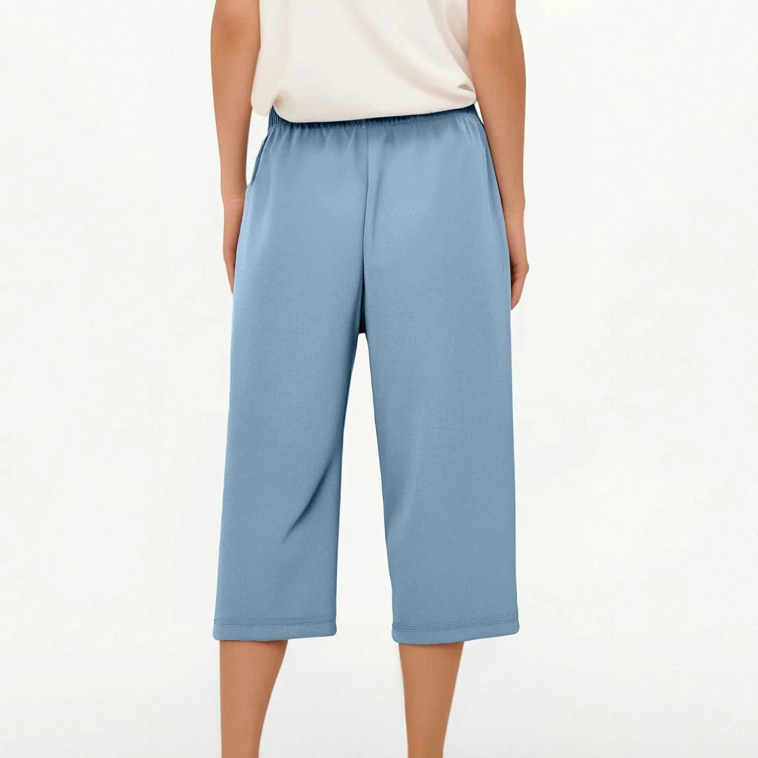 Beeswan Pants for Women Over 50 Quick Dry Comfy Fit Stretch Active Capri Pant Casual Lightweight Wide Leg Capris