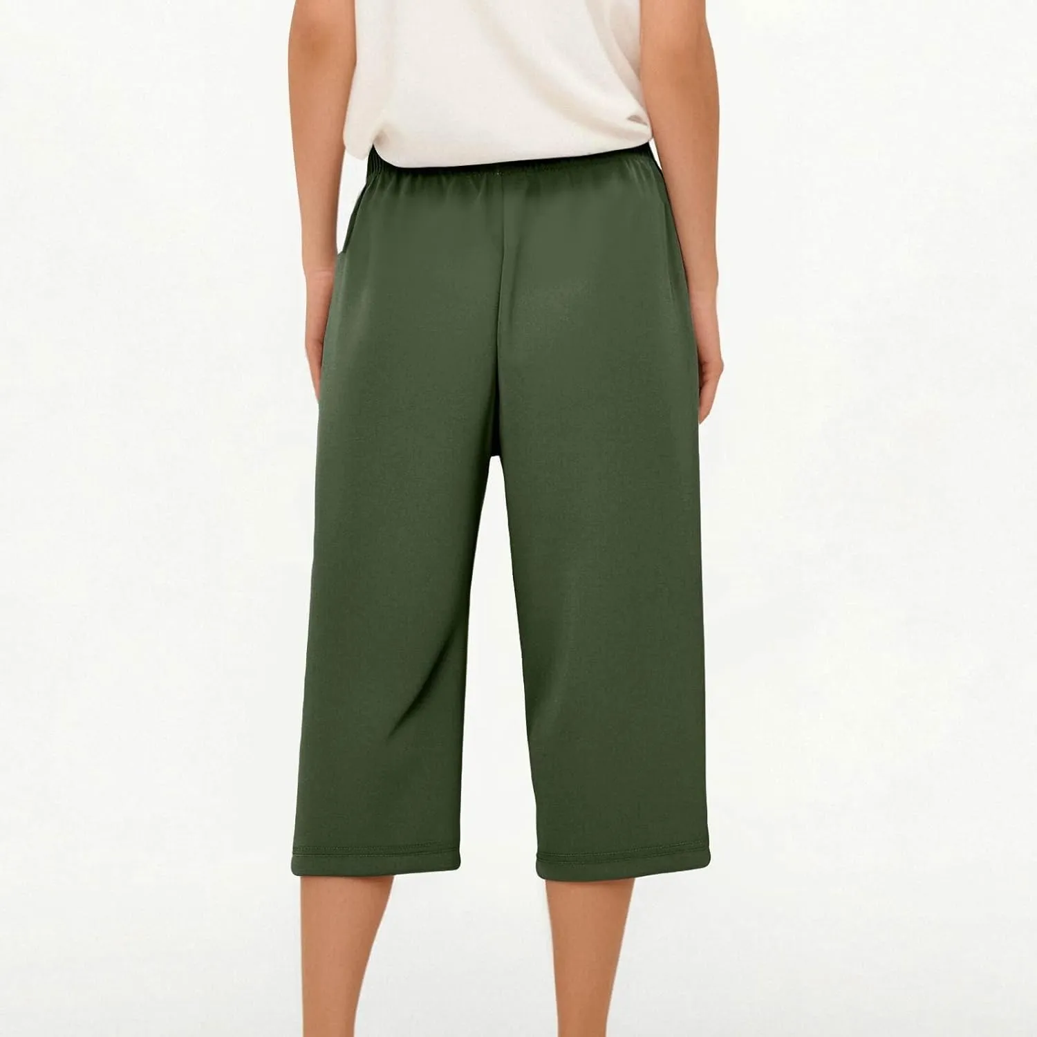 Beeswan Pants for Women Over 50 Quick Dry Comfy Fit Stretch Active Capri Pant Casual Lightweight Wide Leg Capris