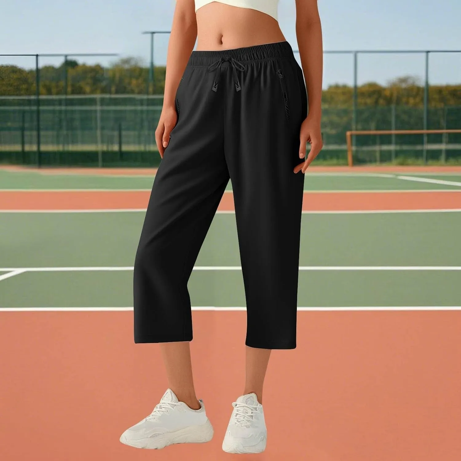 Beeswan Pants for Women Over 50 Quick Dry Comfy Fit Stretch Active Capri Pant Casual Lightweight Wide Leg Capris