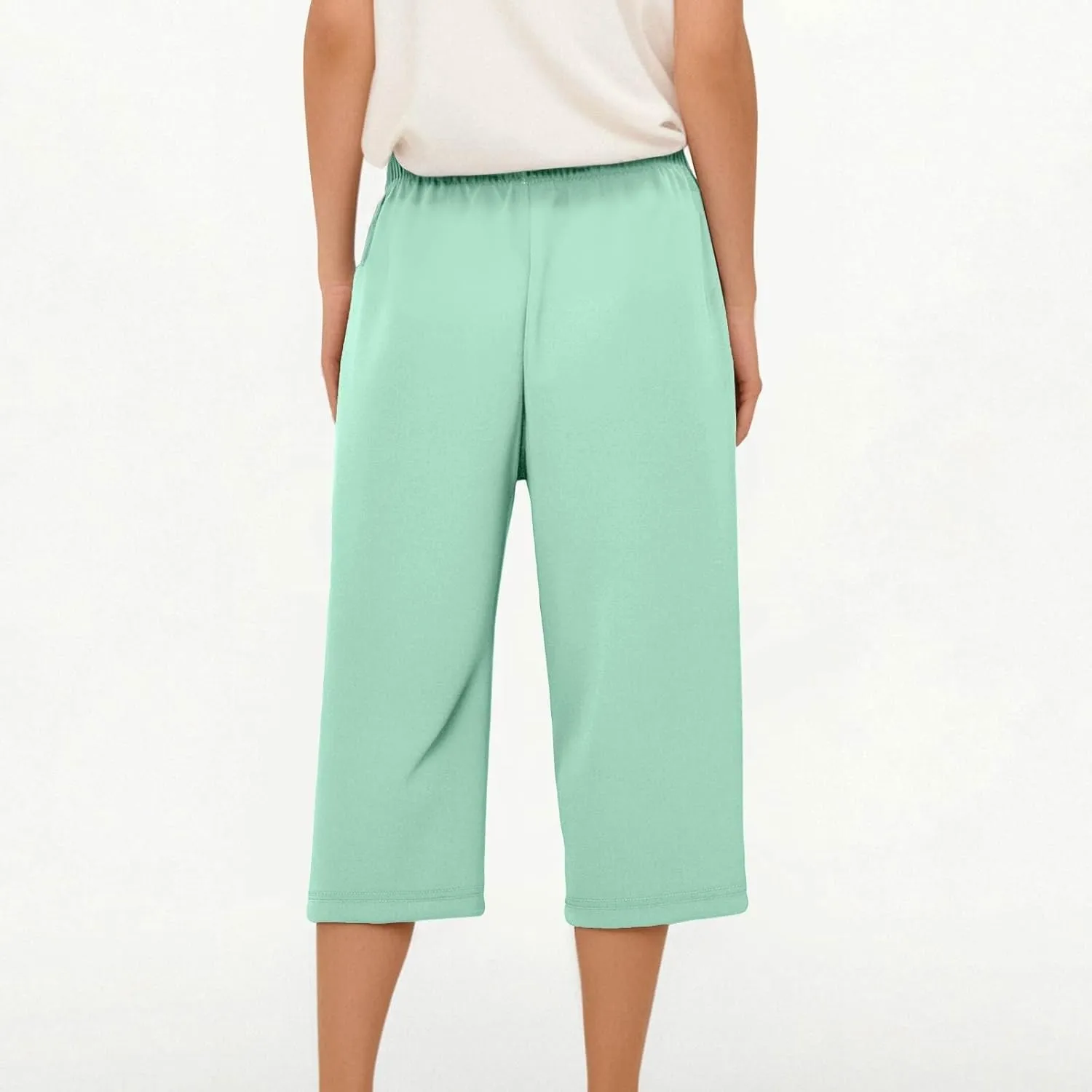 Beeswan Pants for Women Over 50 Quick Dry Comfy Fit Stretch Active Capri Pant Casual Lightweight Wide Leg Capris
