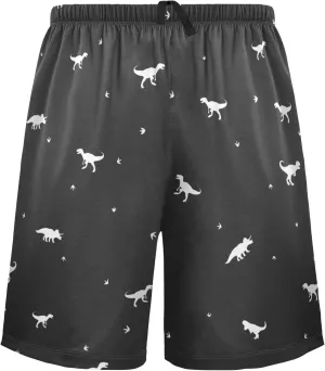 Black And White Dinosaur Pattern Men's Pajama Pants Shorts Sleepwear Lounge Pajama Bottoms