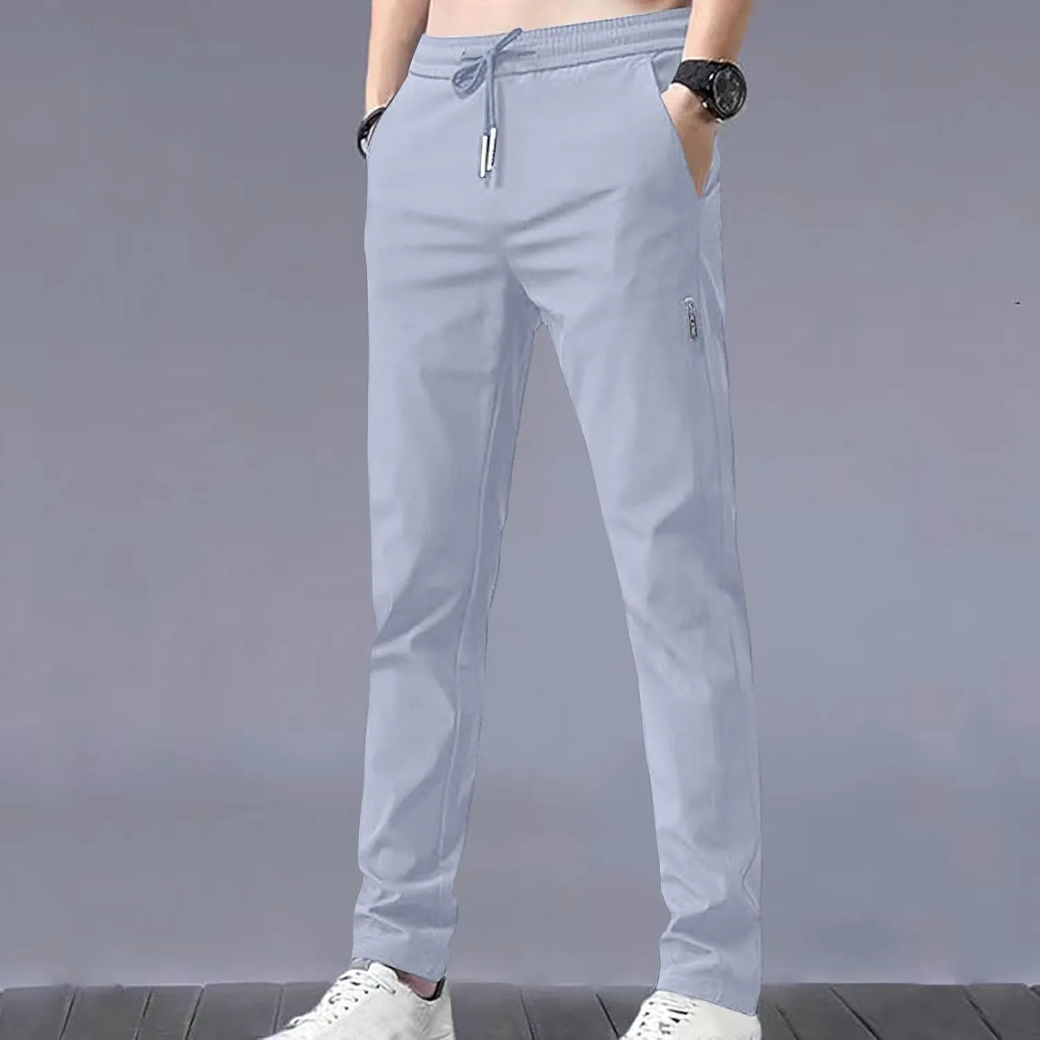 Blue Chic Store Unisex Ultra Stretch Quick Drying Pants Ice Silk Breathable Pants Elastic Waist Stretch Active Trouser