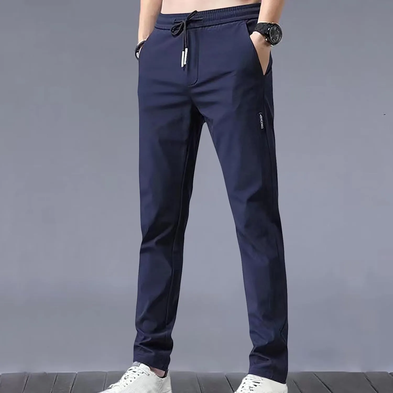 Blue Chic Store Unisex Ultra Stretch Quick Drying Pants Ice Silk Breathable Pants Elastic Waist Stretch Active Trouser