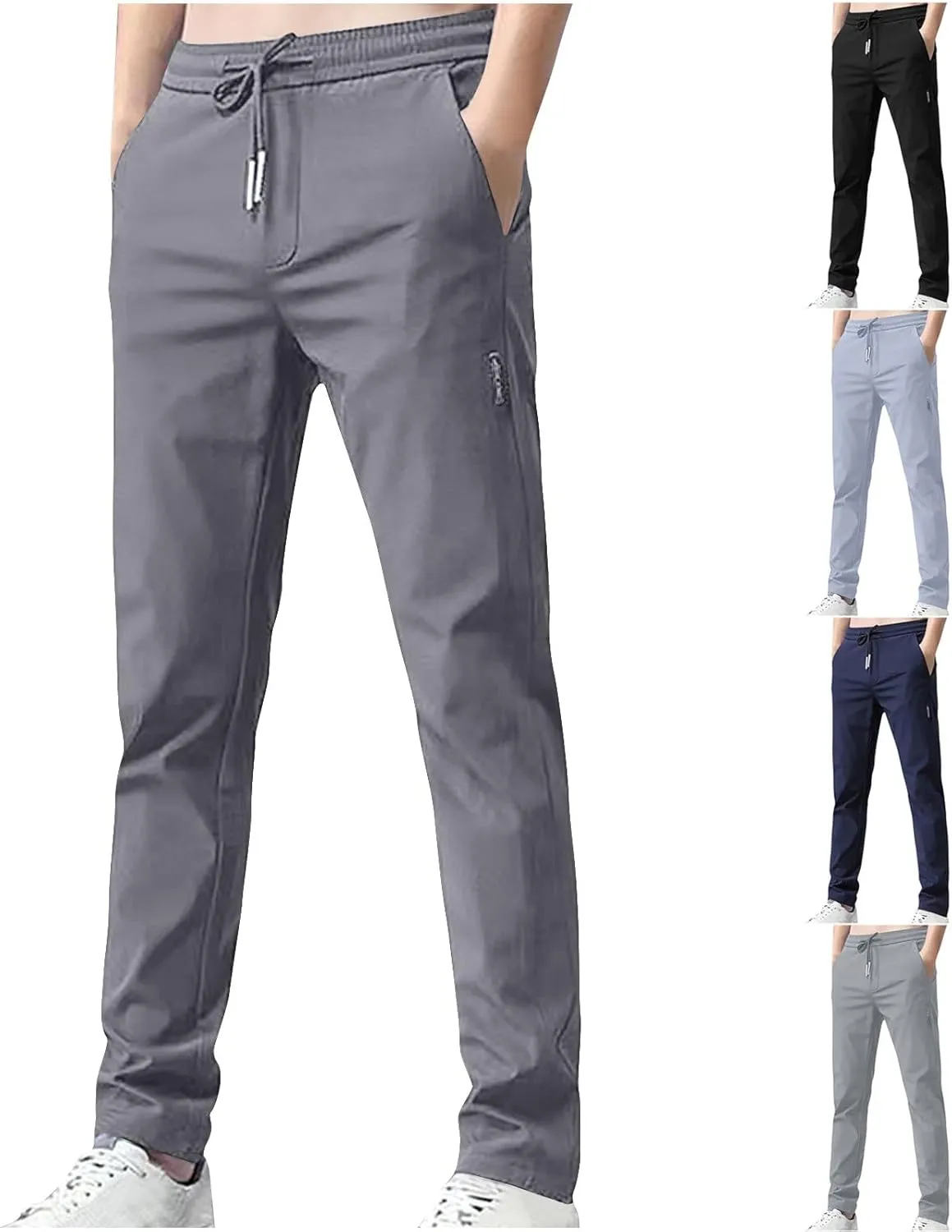 Blue Chic Store Unisex Ultra Stretch Quick Drying Pants Ice Silk Breathable Pants Elastic Waist Stretch Active Trouser