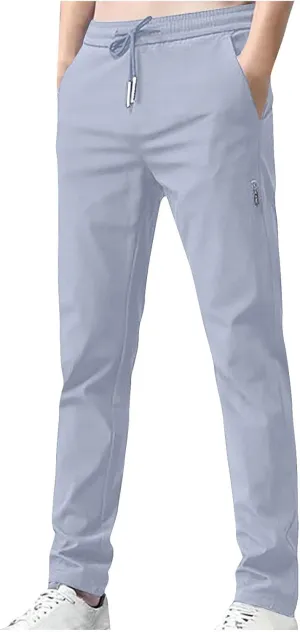 Blue Chic Store Unisex Ultra Stretch Quick Drying Pants Ice Silk Breathable Pants Elastic Waist Stretch Active Trouser