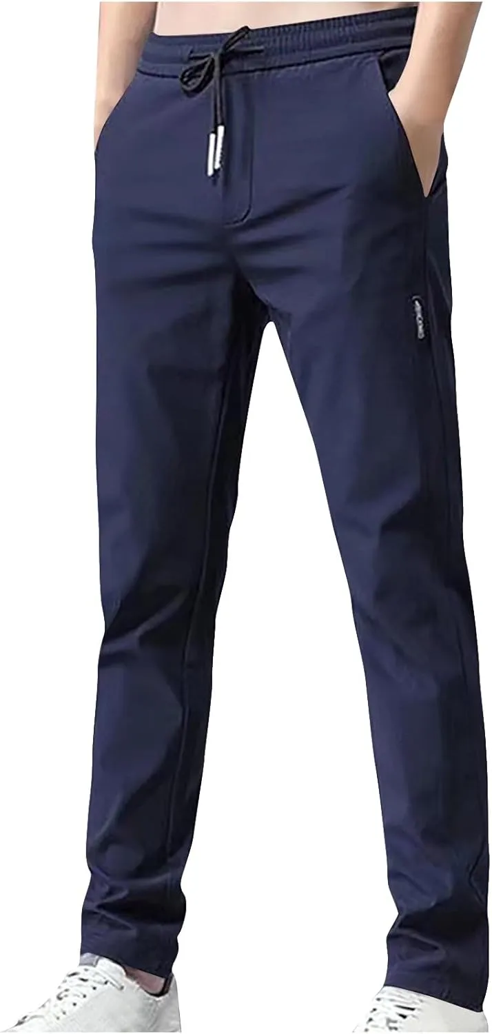Blue Chic Store Unisex Ultra Stretch Quick Drying Pants Ice Silk Breathable Pants Elastic Waist Stretch Active Trouser