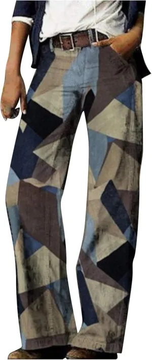 Boyfriend Jeans for Women Casual Loose Fit Patchwork Denim Pants High Waist Color Block Jeans Wide Leg Cargo Pants