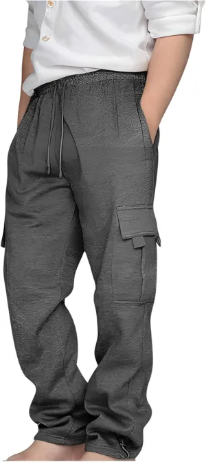 Boys Sweatpants Casual Elastic Waist Drawstring Cargo Pants Relaxed Fit Teen Kids Active Workout Joggers with Pockets