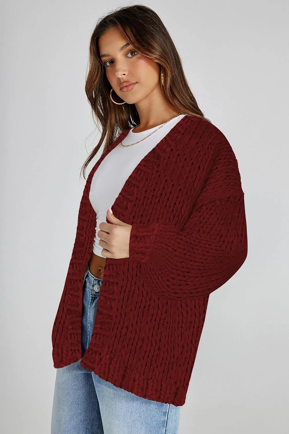 Cakulo Womens Chunky Cardigan Sweaters Trendy 2024 Oversized Winter Knit Sweater Coats Open Front Cardigans