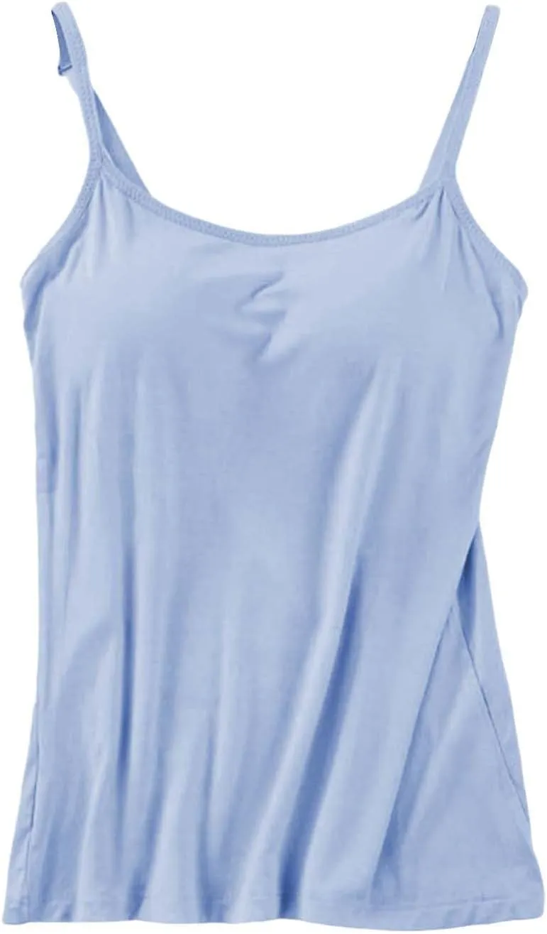 Camisole Tops for Women Summer Casual Spaghetti Strap Yoga Tank Tops Built in Bra Sports Padded Cotton Undershirts