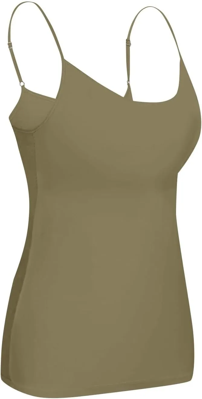 Camisole Tops for Women Summer Casual Spaghetti Strap Yoga Tank Tops Built in Bra Sports Padded Cotton Undershirts