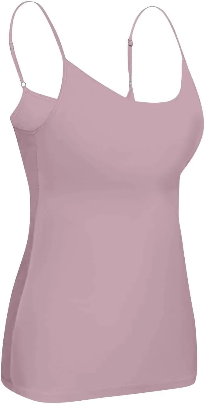 Camisole Tops for Women Summer Casual Spaghetti Strap Yoga Tank Tops Built in Bra Sports Padded Cotton Undershirts