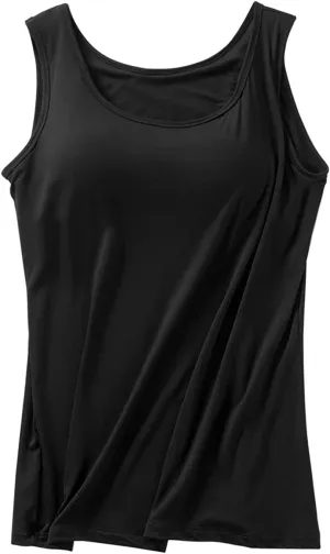 Camisole Tops with Built in Bra for Women Summer Modal Casual Running Layering Fitness Workout Outfits Shirts Cami