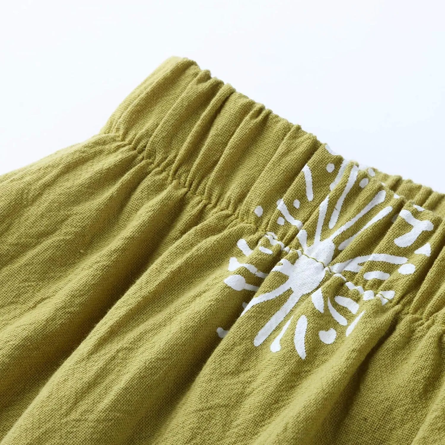 Capri Pants for Women Cotton Linen Wide Leg Capris Womens Summer Cropped Pants Beach Elastic Waist Baggy Crop Trousers
