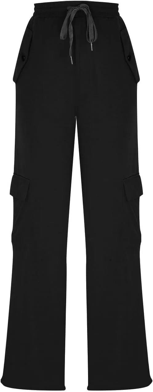 Cargo Pants for Women High Waisted Casual Pants Baggy Straight Wide Leg Hippie Trousers Y2K Streetwear with Pockets