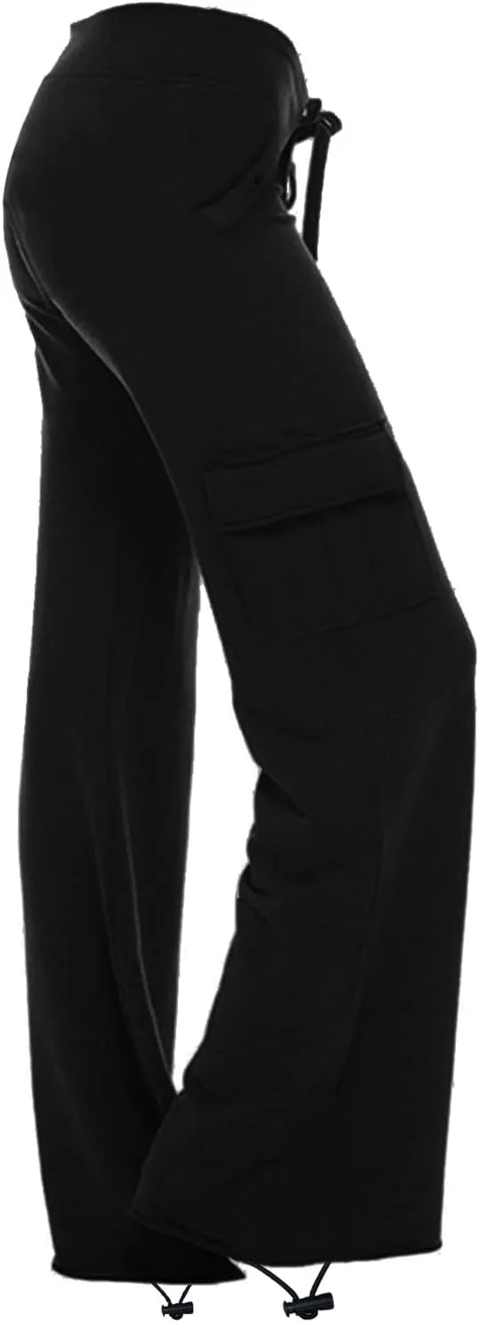 Cargo Pants for Women High Waisted Casual Pants Baggy Straight Wide Leg Hippie Trousers Y2K Streetwear with Pockets