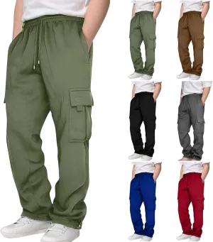 Cargo Sweatpants for Teen Boys Casual Elastic Waist Drawstring Sweat Pants Teens Active Workout Joggers with Pockets