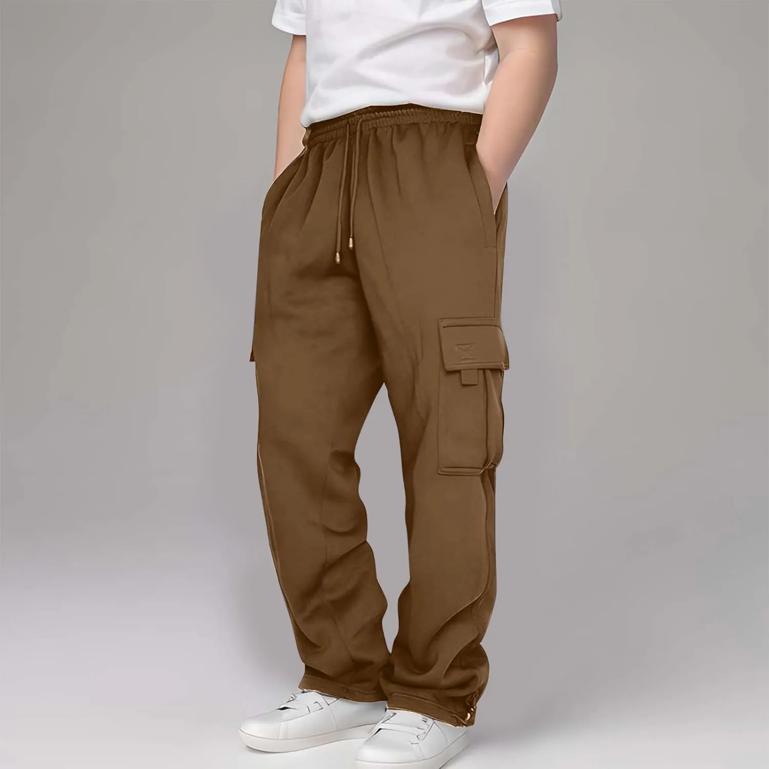 Cargo Sweatpants for Teen Boys Casual Elastic Waist Drawstring Sweat Pants Teens Active Workout Joggers with Pockets