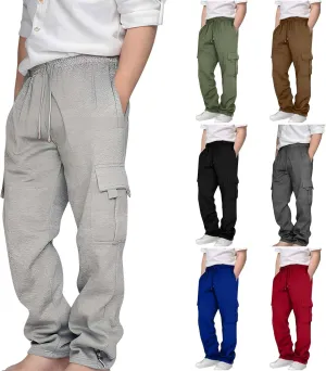 Cargo Sweatpants for Teen Boys Casual Elastic Waist Drawstring Sweat Pants Teens Active Workout Joggers with Pockets
