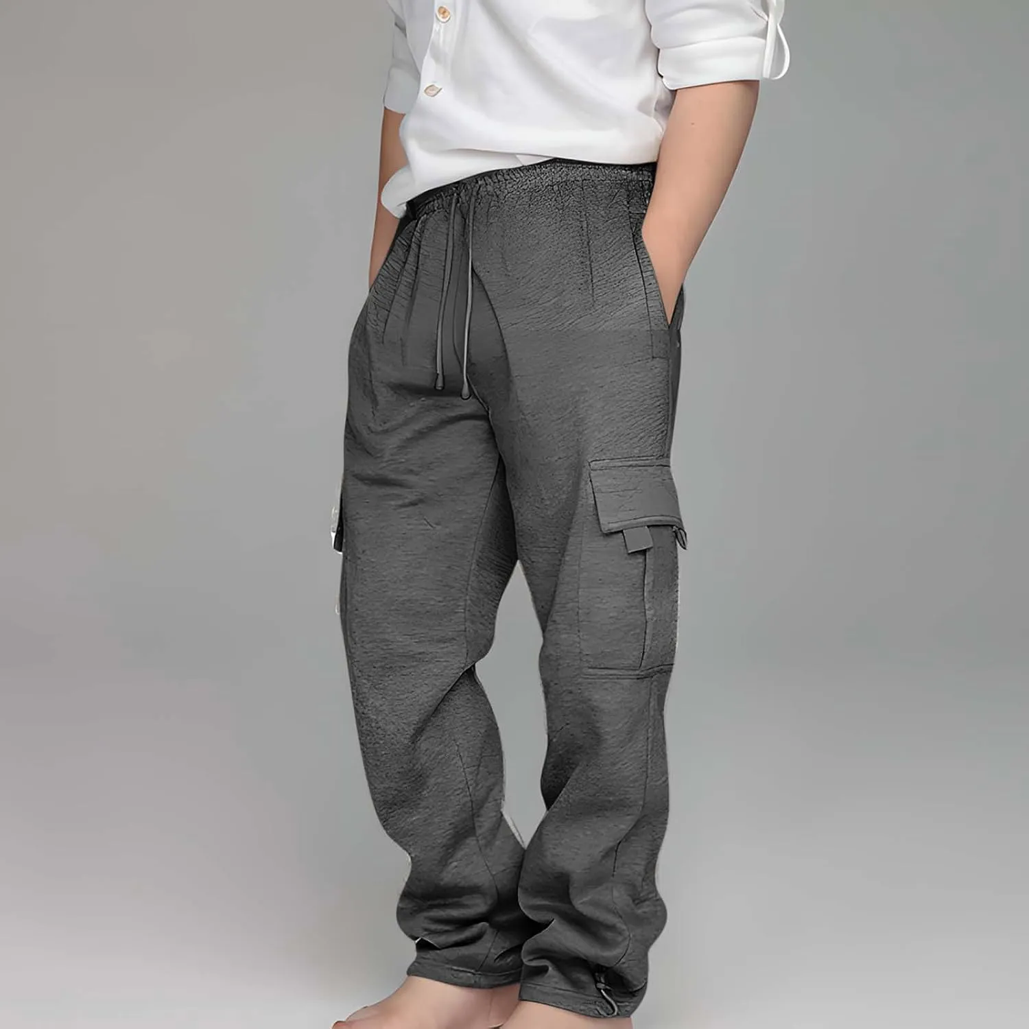 Cargo Sweatpants for Teen Boys Casual Elastic Waist Drawstring Sweat Pants Teens Active Workout Joggers with Pockets