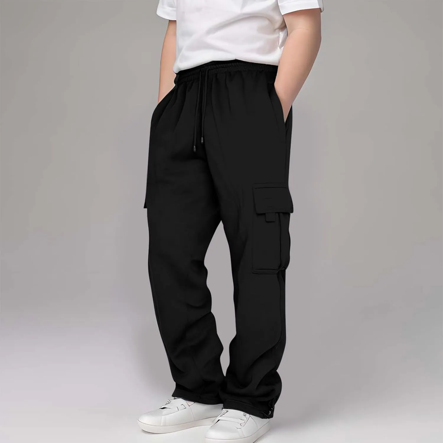 Cargo Sweatpants for Teen Boys Casual Elastic Waist Drawstring Sweat Pants Teens Active Workout Joggers with Pockets