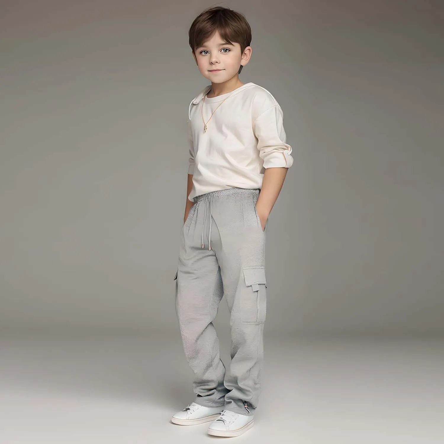 Cargo Sweatpants for Teen Boys Casual Elastic Waist Drawstring Sweat Pants Teens Active Workout Joggers with Pockets