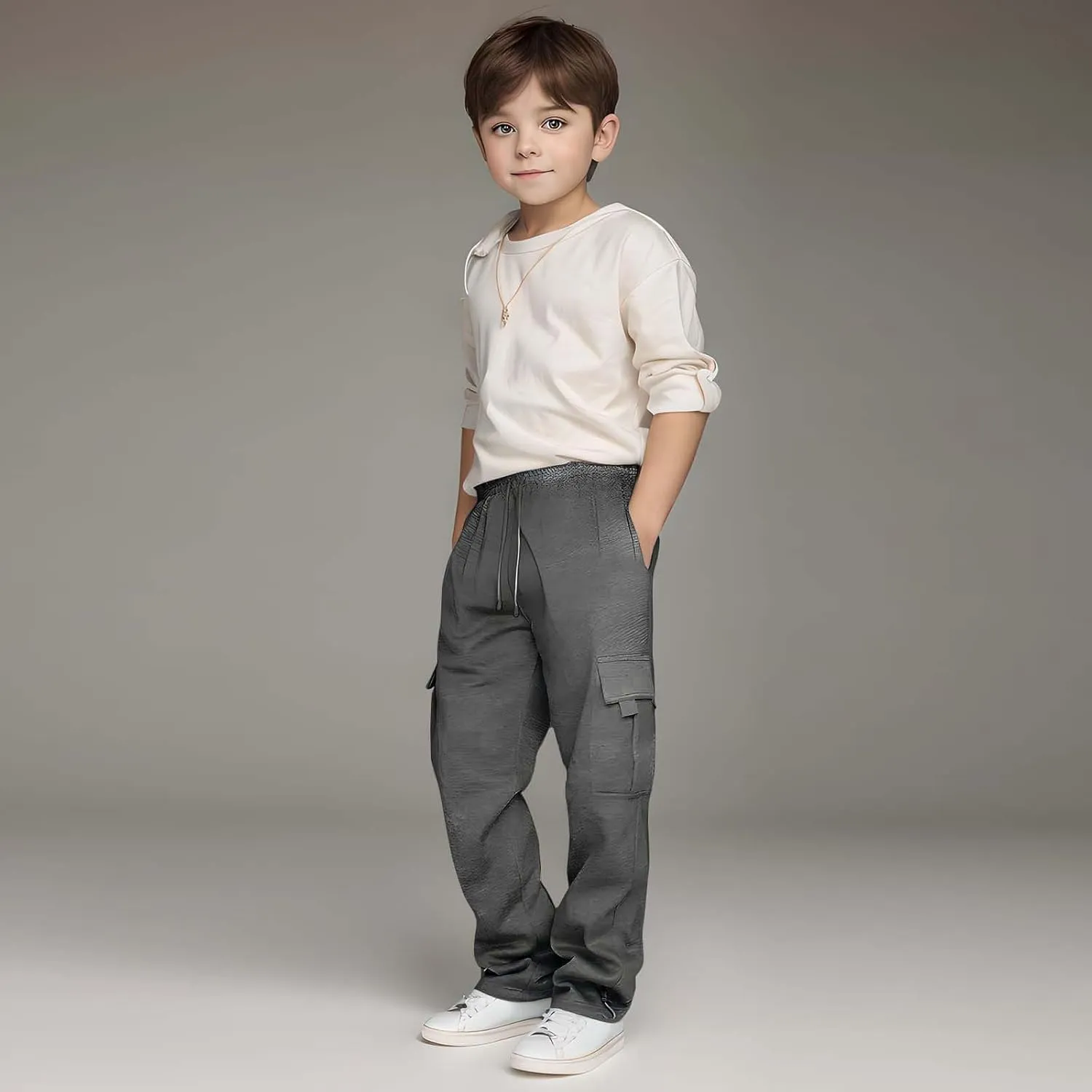 Cargo Sweatpants for Teen Boys Casual Elastic Waist Drawstring Sweat Pants Teens Active Workout Joggers with Pockets