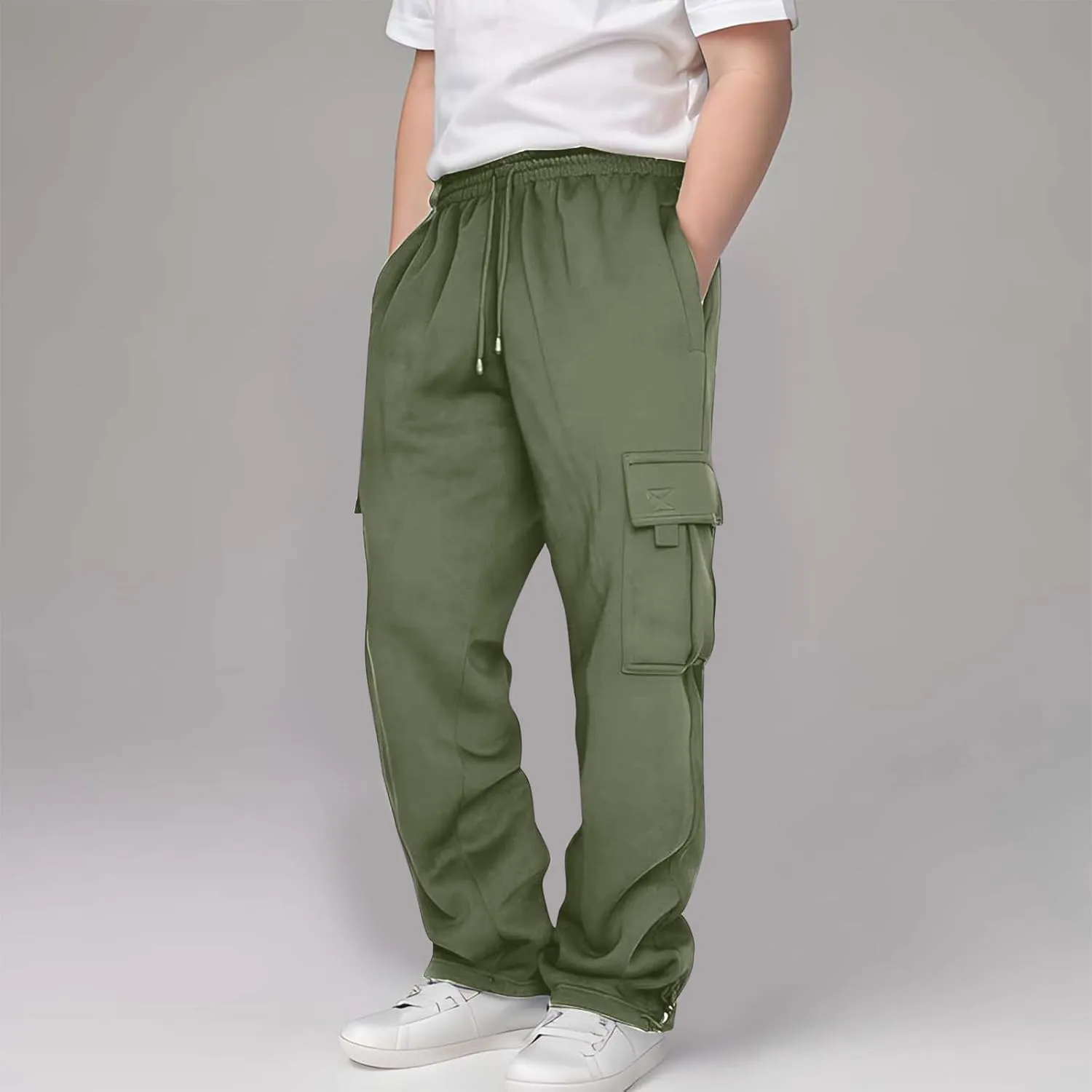 Cargo Sweatpants for Teen Boys Casual Elastic Waist Drawstring Sweat Pants Teens Active Workout Joggers with Pockets