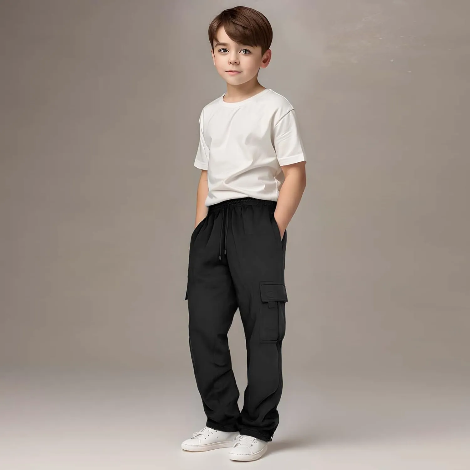 Cargo Sweatpants for Teen Boys Casual Elastic Waist Drawstring Sweat Pants Teens Active Workout Joggers with Pockets