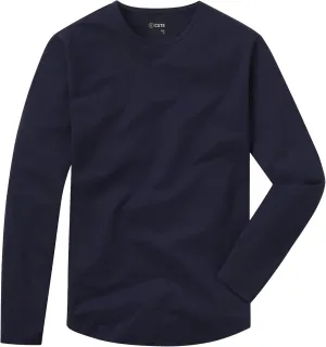 Clothing Men's Premium AO Casual Crew Neck Long Sleeve Shirt | Classic Curve Hem | PYCA Pro Soft Fabric
