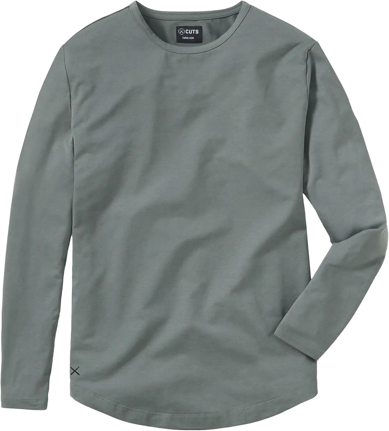 Clothing Men's Premium AO Casual Crew Neck Long Sleeve Shirt | Classic Curve Hem | PYCA Pro Soft Fabric