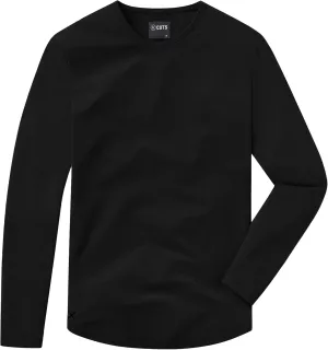 Clothing Men's Premium AO Casual Crew Neck Long Sleeve Shirt | Classic Curve Hem | PYCA Pro Soft Fabric
