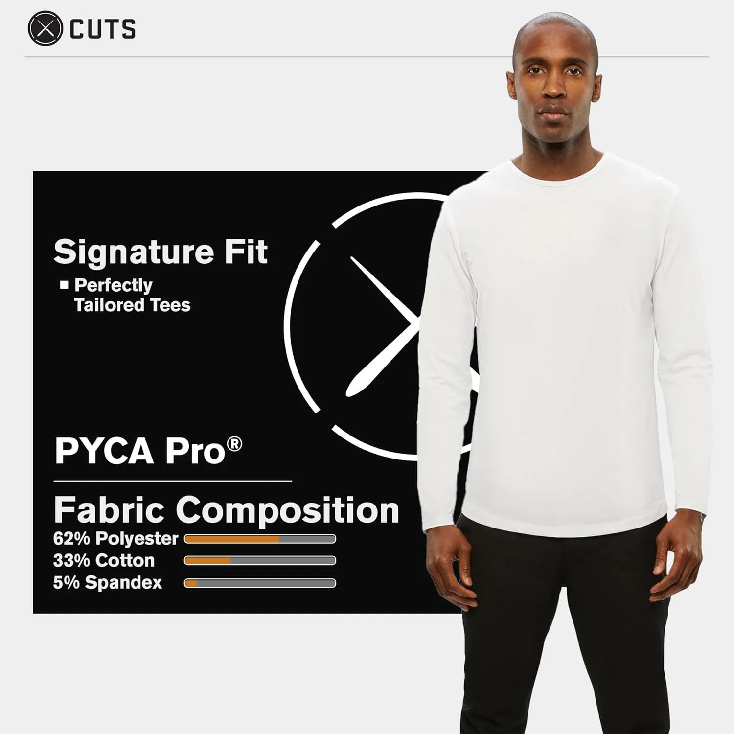 Clothing Men's Premium AO Casual Crew Neck Long Sleeve Shirt | Classic Curve Hem | PYCA Pro Soft Fabric