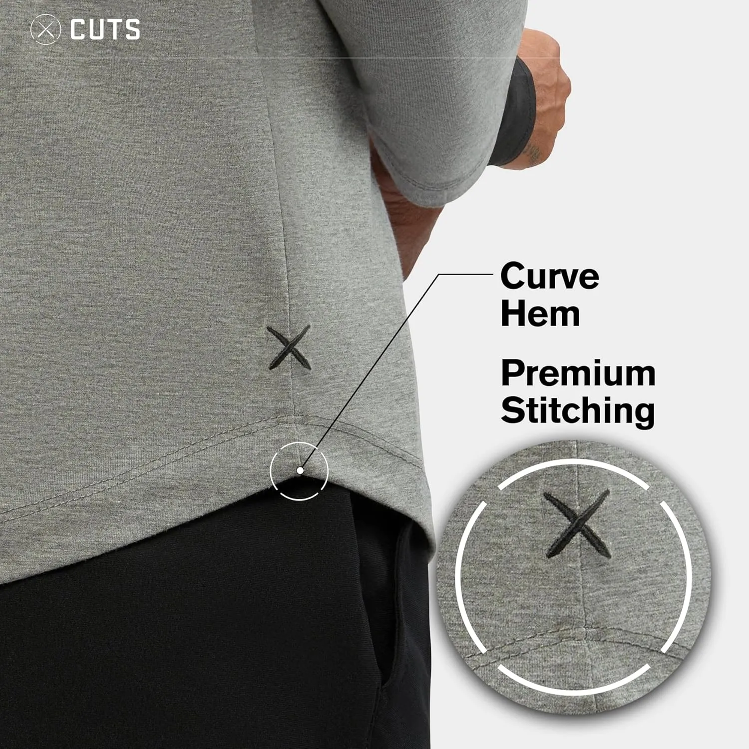 Clothing Men's Premium AO Casual Crew Neck Long Sleeve Shirt | Classic Curve Hem | PYCA Pro Soft Fabric