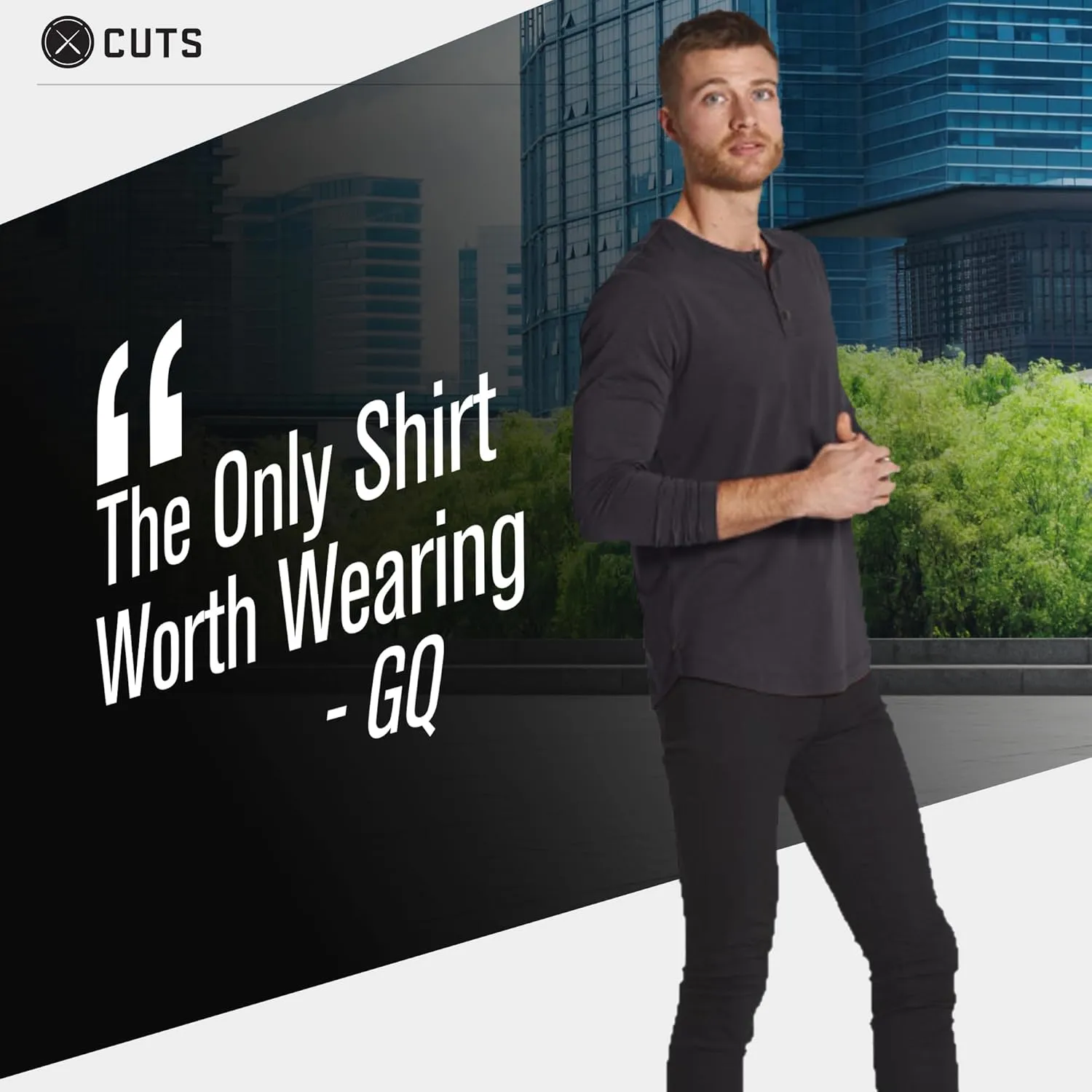 Clothing Men's Premium AO Casual Crew Neck Long Sleeve Shirt | Classic Curve Hem | PYCA Pro Soft Fabric