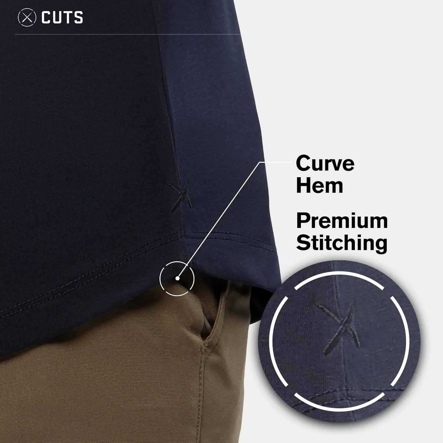 Clothing Men's Premium AO Casual Crew Neck Long Sleeve Shirt | Classic Curve Hem | PYCA Pro Soft Fabric