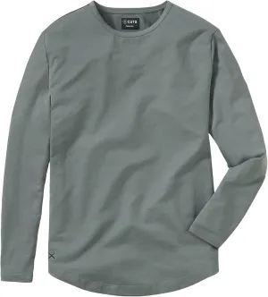 Clothing Men's Premium AO Casual Crew Neck Long Sleeve Shirt | Classic Curve Hem | PYCA Pro Soft Fabric