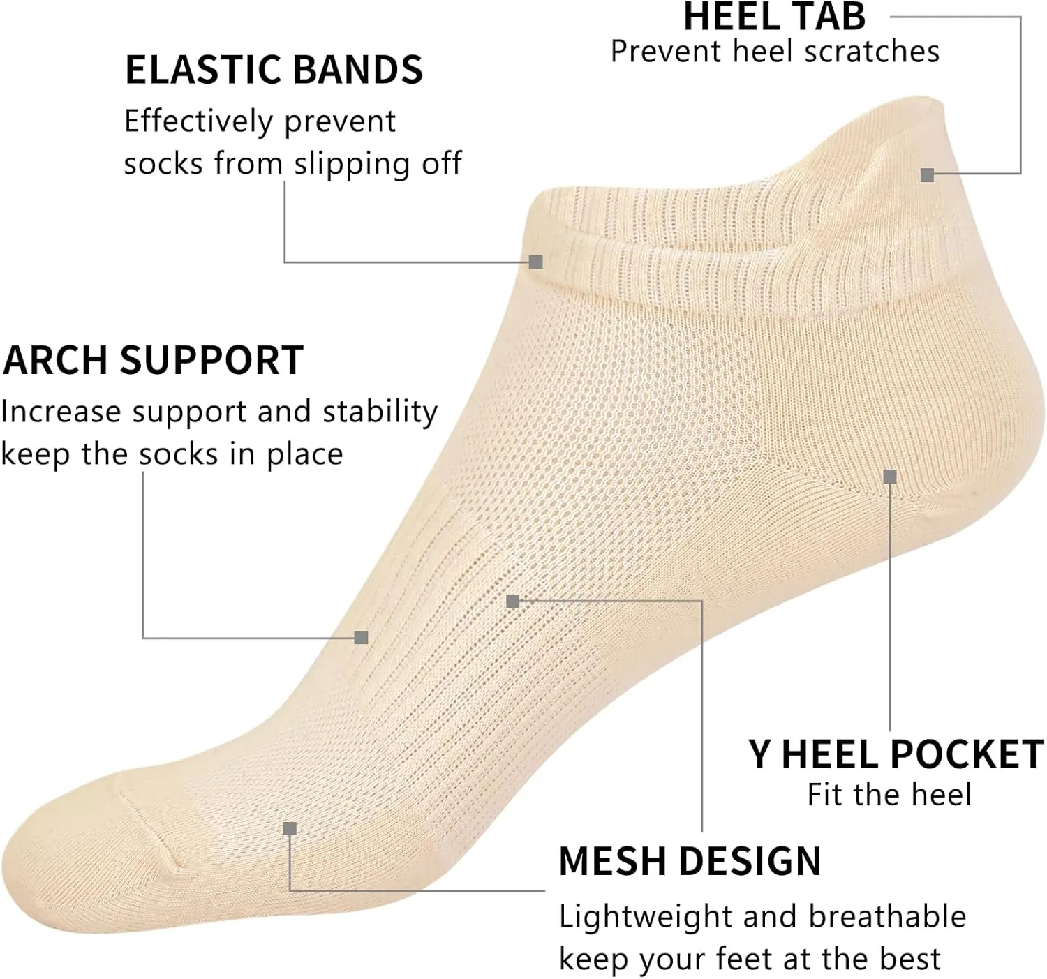 Cozi Foot Ankle Socks for Women: 10 Pairs Cotton Soft Fabric