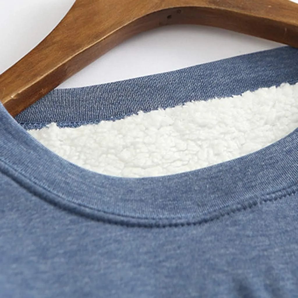 Crewneck Sweatshirt for Women 2024 Winter Warm Sherpa Lined Fleece Sweaters Long Sleeve Pullover Tops Comfy Soft