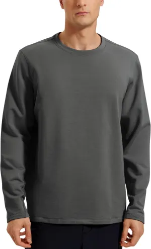 CRZ YOGA Fleece Crewneck Sweatshirt for Men Long Sleeve Breathable Workout Casual Pullover Basic Sweat Shirts