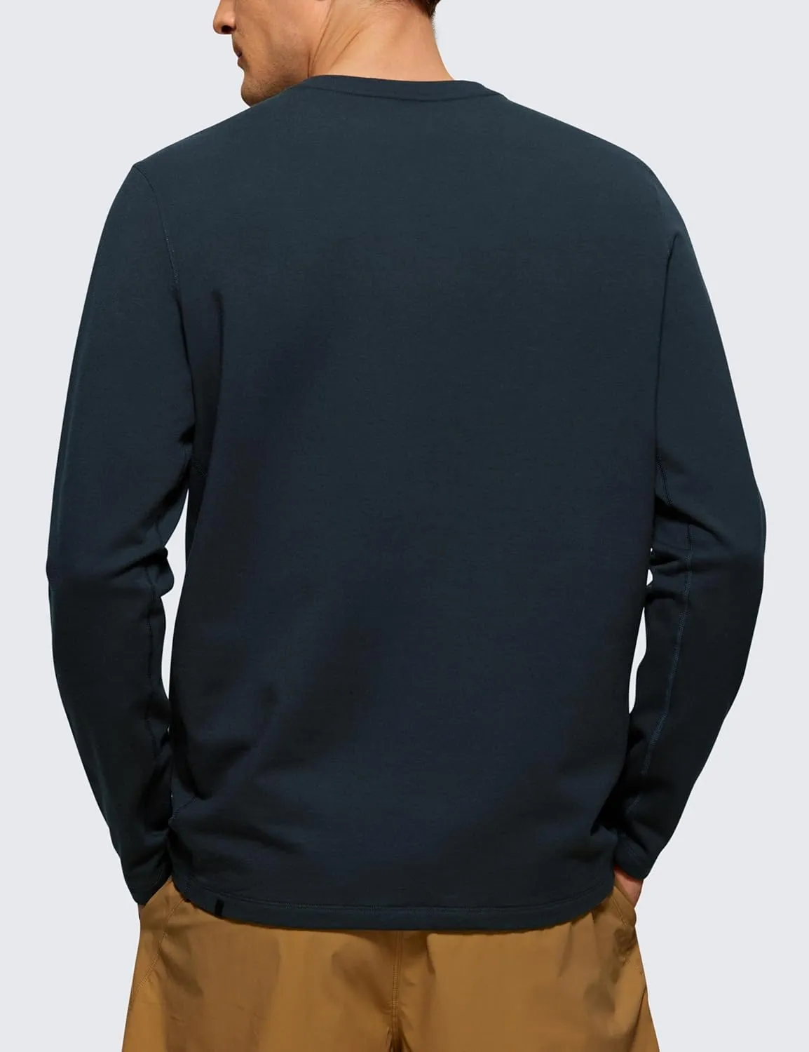 CRZ YOGA Fleece Crewneck Sweatshirt for Men Long Sleeve Breathable Workout Casual Pullover Basic Sweat Shirts