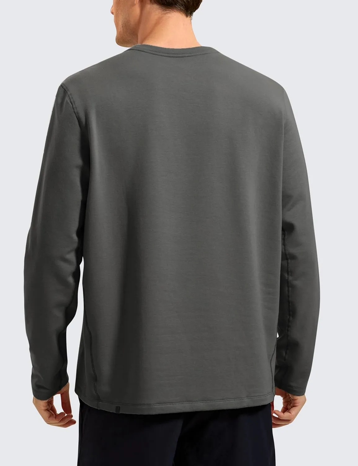 CRZ YOGA Fleece Crewneck Sweatshirt for Men Long Sleeve Breathable Workout Casual Pullover Basic Sweat Shirts