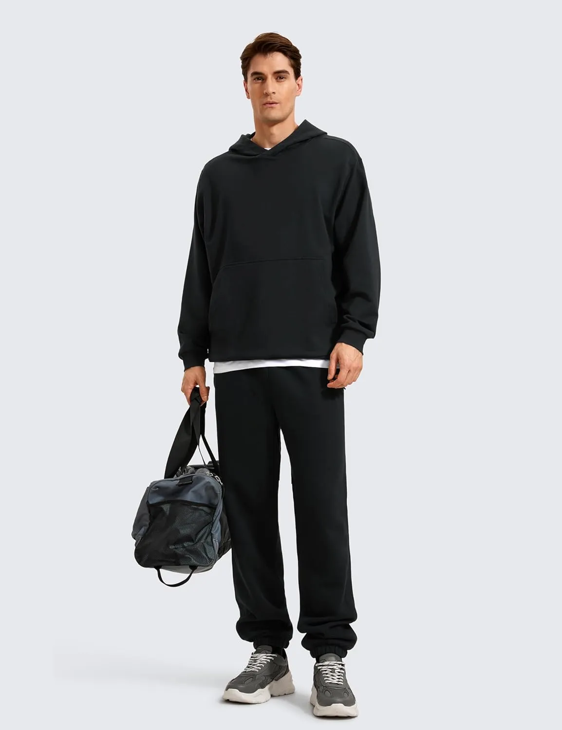 CRZ YOGA Mens Fleece Hoodies Basic Casual Hooded Sweatshirts Long Sleeve Pullover Workout Tops with Pocket