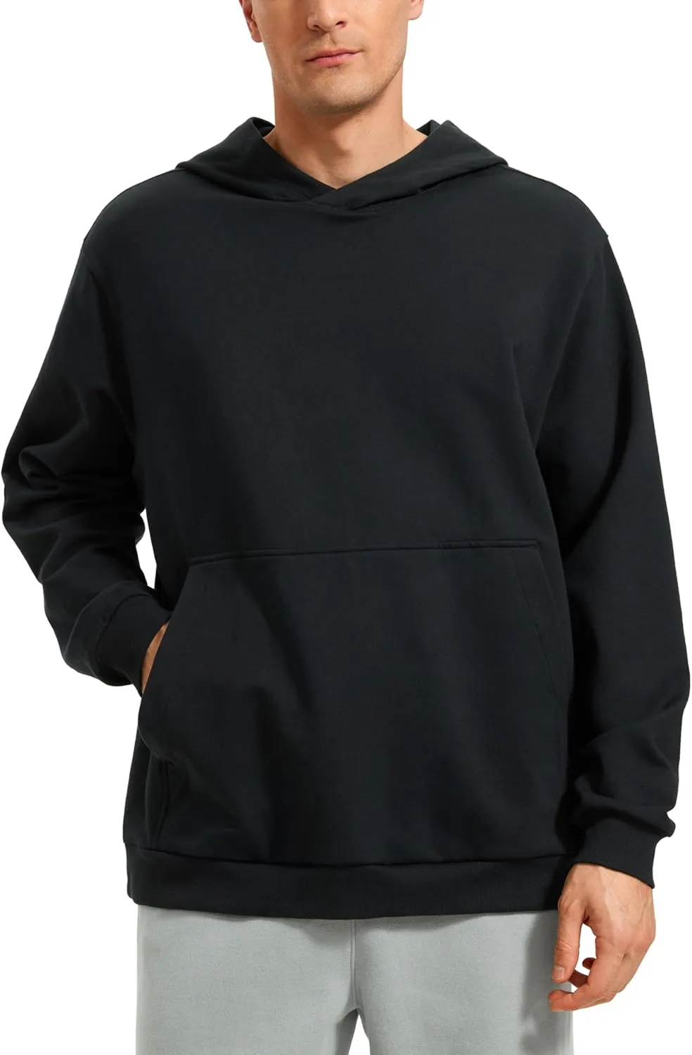 CRZ YOGA Mens Fleece Hoodies Basic Casual Hooded Sweatshirts Long Sleeve Pullover Workout Tops with Pocket