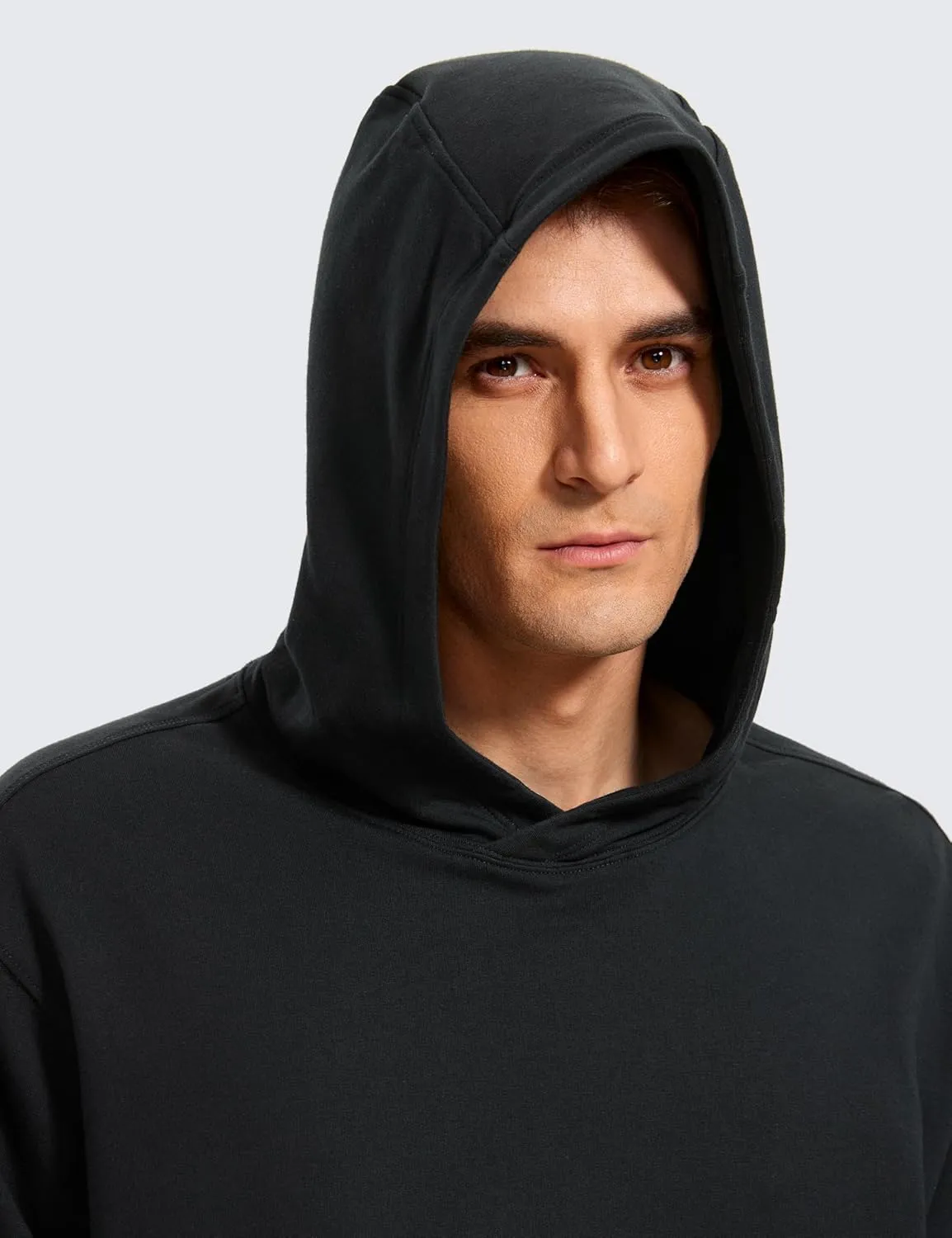 CRZ YOGA Mens Fleece Hoodies Basic Casual Hooded Sweatshirts Long Sleeve Pullover Workout Tops with Pocket