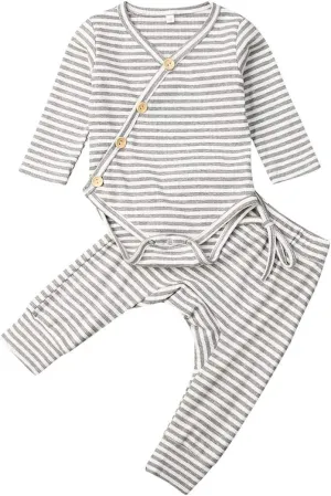 Cute Baby Boys Girls Pajamas Set Organic Cotton Solid Pjs Sleepwear Toddler Baby Long Sleeve Sleeper Home Wear