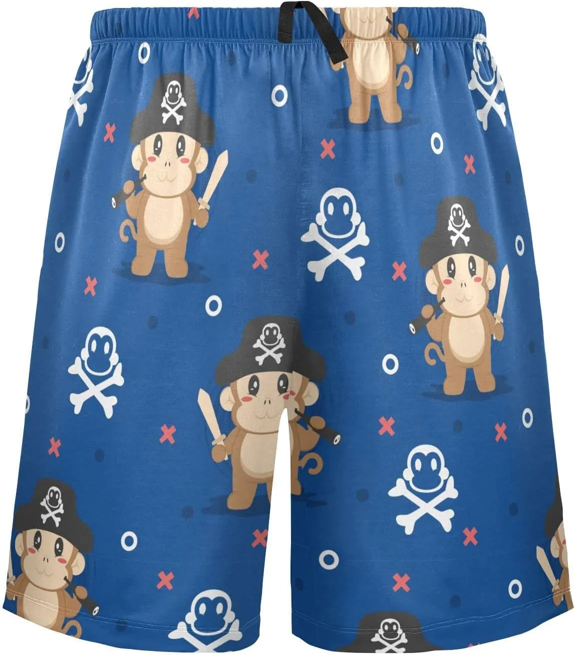 Cute Pirate Monkey Cartoon Trendy Pattern Men's Pajama Pants Shorts Sleepwear Lounge Pajama Bottoms