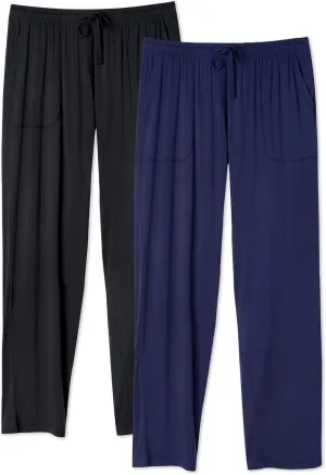 DAVID ARCHY Mens Pajama Pants Bamboo Rayon Lightweight Sleep Bottoms, Breathable Lounge Pants with Pockets Comfy PJs, 2 Pack