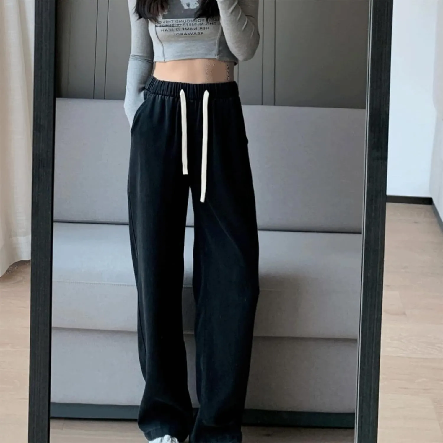Denim Sweatpants Women Loose Fit Wide Leg Stretch Sweatpant Lightweight Full Length Joggers Boyfriend Sweat Jeans