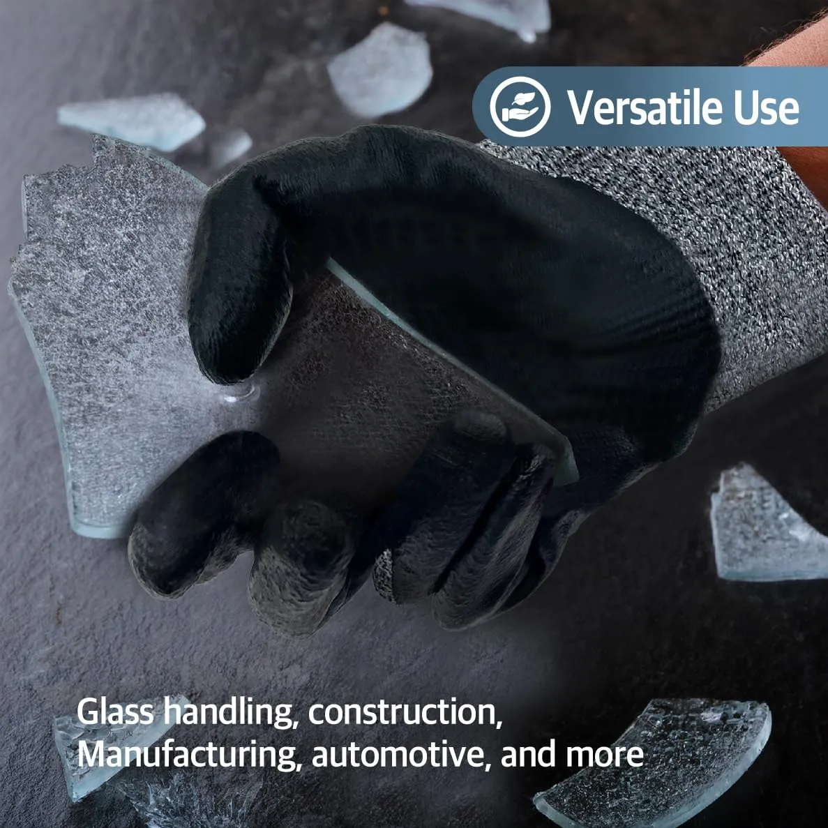 DEX FIT Level 5 Cut Resistant Gloves Cru553, 3D-Comfort Fit, Firm Grip, Thin & Lightweight, Touch-Screen Compatible, Durable, Breathable & Cool, Machine Washable; Grey S (7) 3 Pairs